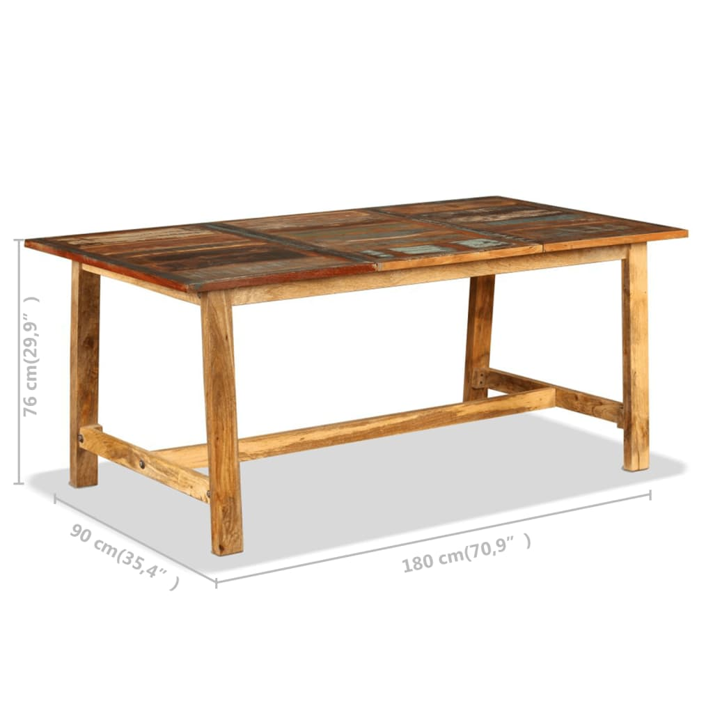 vidaXL Dining Table Solid Reclaimed Wood 70.9"