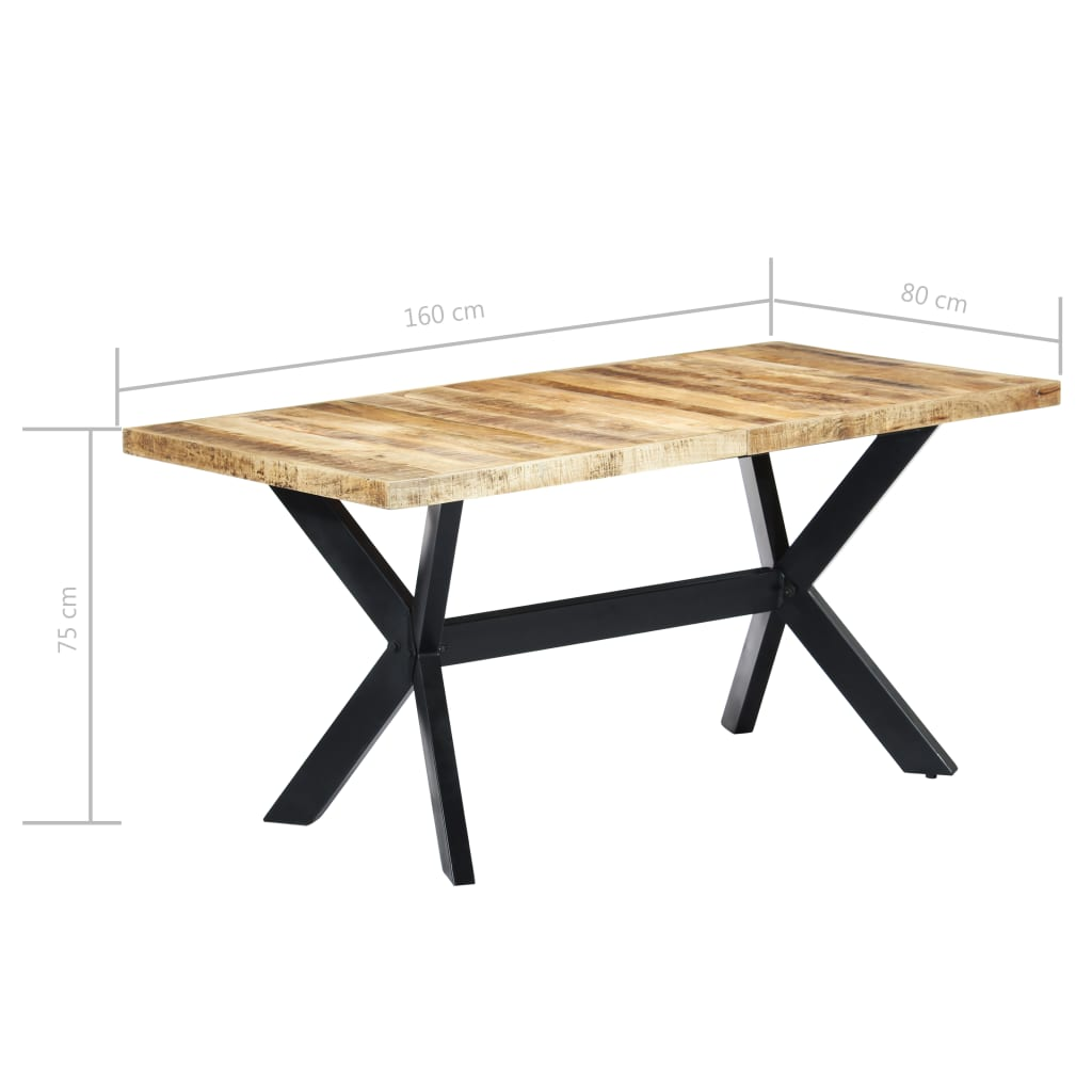 vidaXL Dining Table 63"x31.5"x29.5" Solid Rough Mango Wood