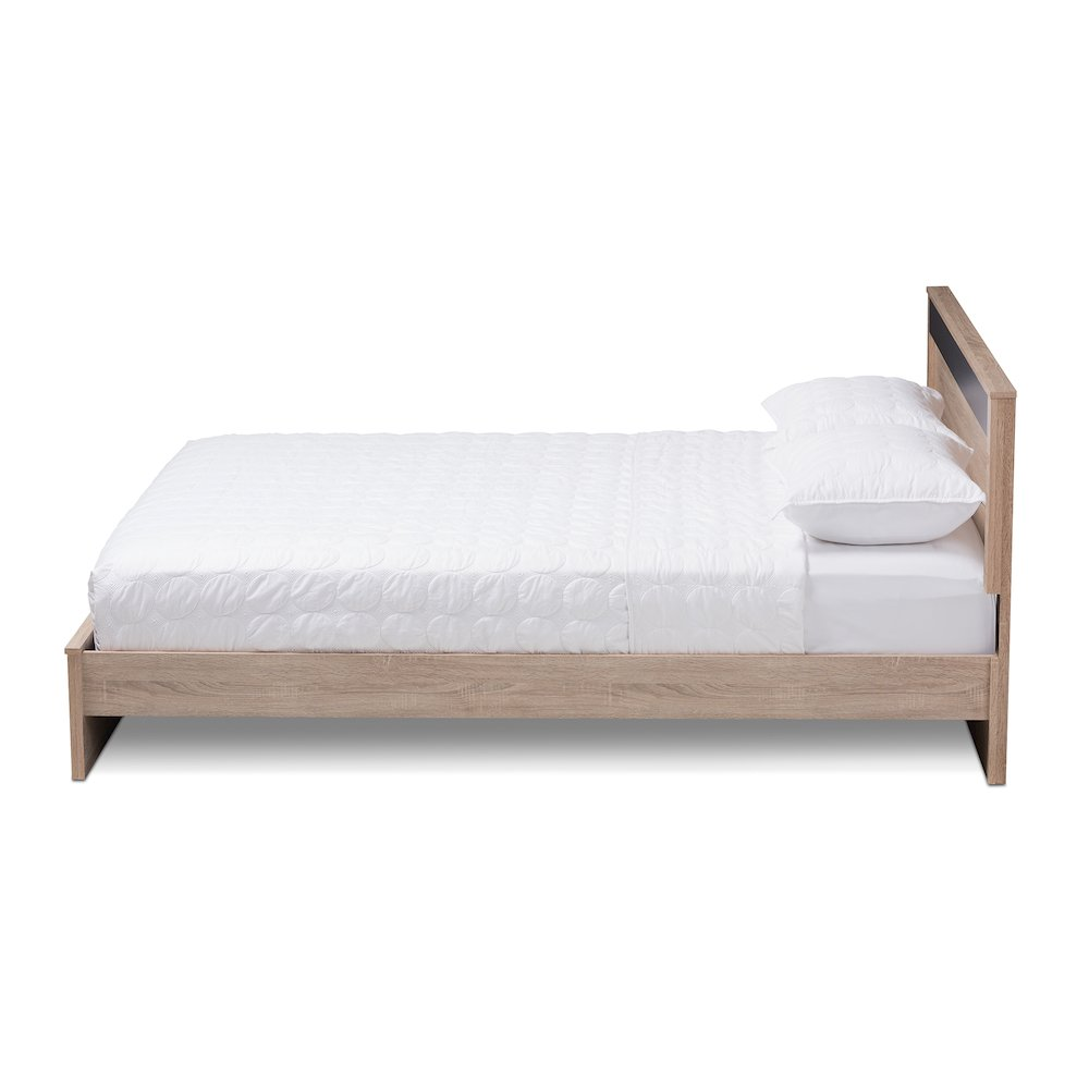 Jamie Modern and Contemporary Two-Tone Oak and Grey Wood Queen Size Platform Bed