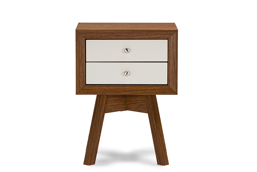 Warwick Two-tone Walnut and White Modern Accent Table and Nightstand Walnut/White