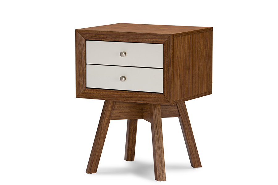 Warwick Two-tone Walnut and White Modern Accent Table and Nightstand Walnut/White