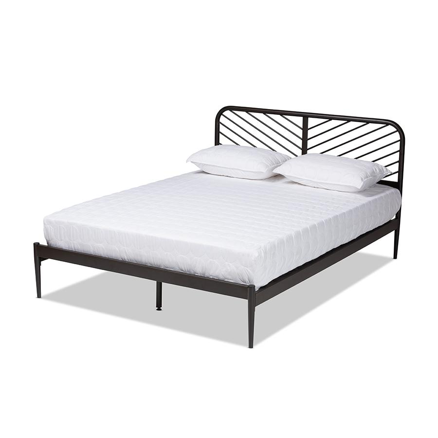 Baxton Studio Dora Modern and Contemporary Industrial Black Finished Metal Queen Size Platform Bed