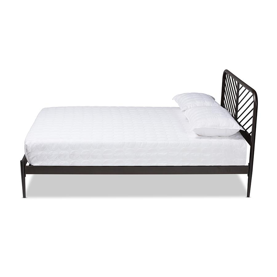 Baxton Studio Dora Modern and Contemporary Industrial Black Finished Metal Queen Size Platform Bed