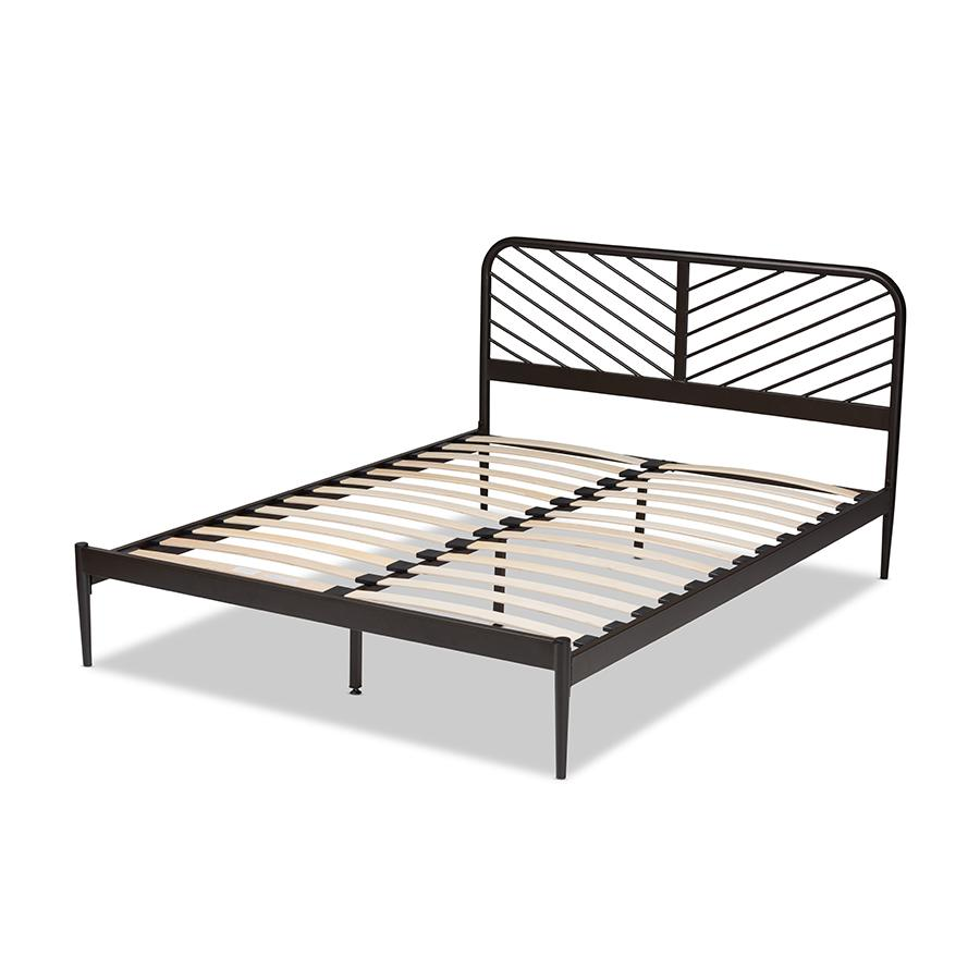 Baxton Studio Dora Modern and Contemporary Industrial Black Finished Metal Queen Size Platform Bed