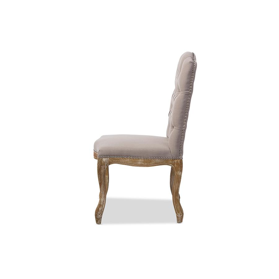 Hudson Chic Cottage Weathered Oak Fabric Button-tufted Dining Chair