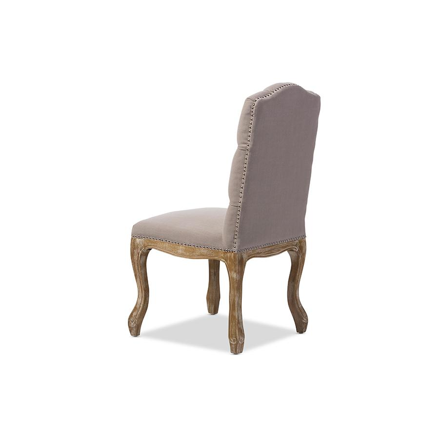 Hudson Chic Cottage Weathered Oak Fabric Button-tufted Dining Chair