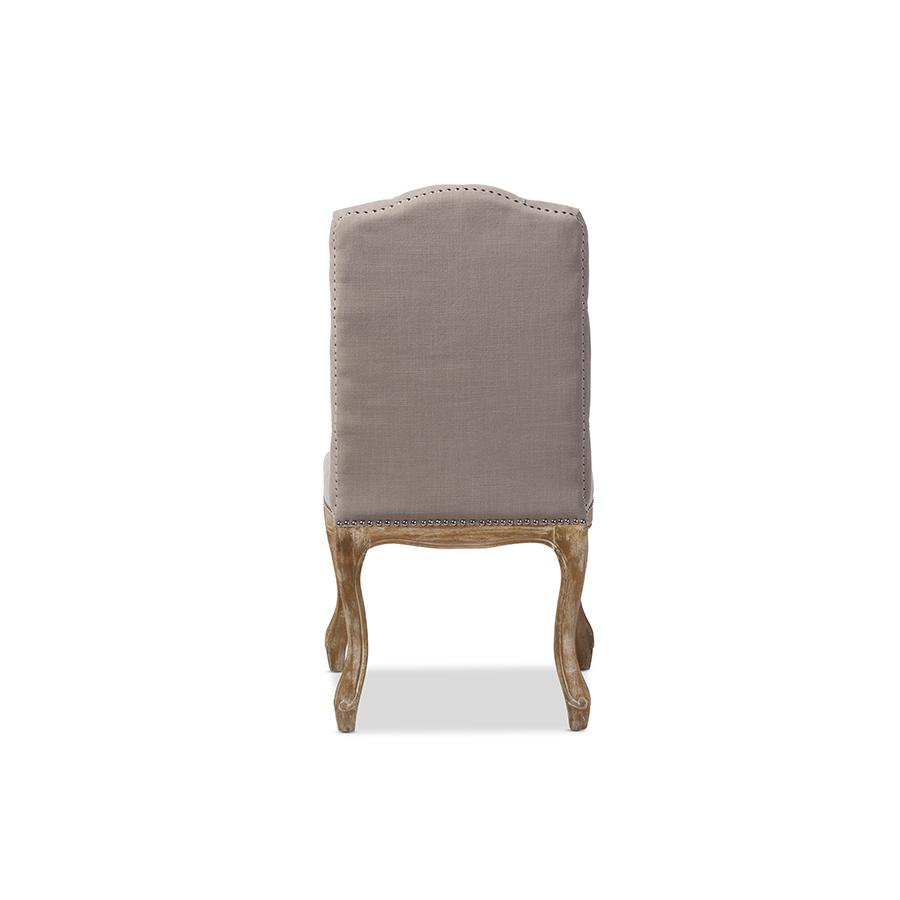 Hudson Chic Cottage Weathered Oak Fabric Button-tufted Dining Chair