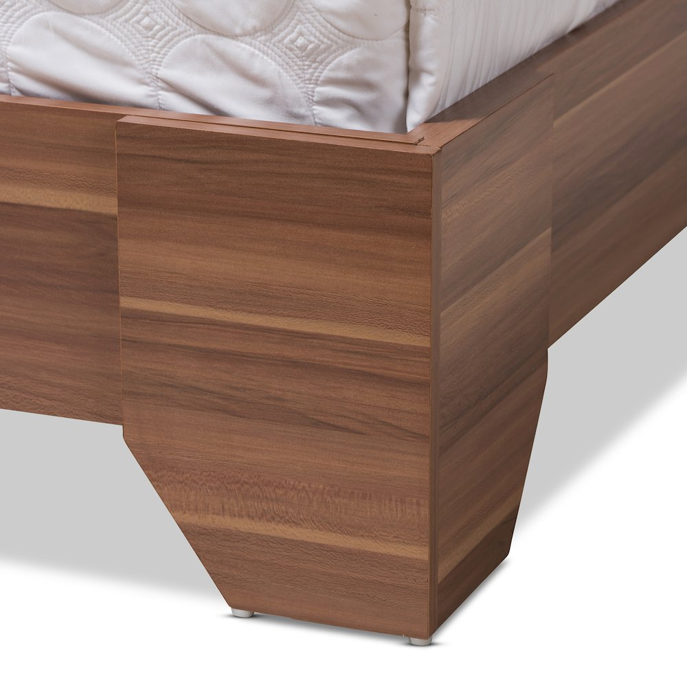 Vanda Modern and Contemporary Two-Tone Walnut and Black Wood Queen Size Platform Bed