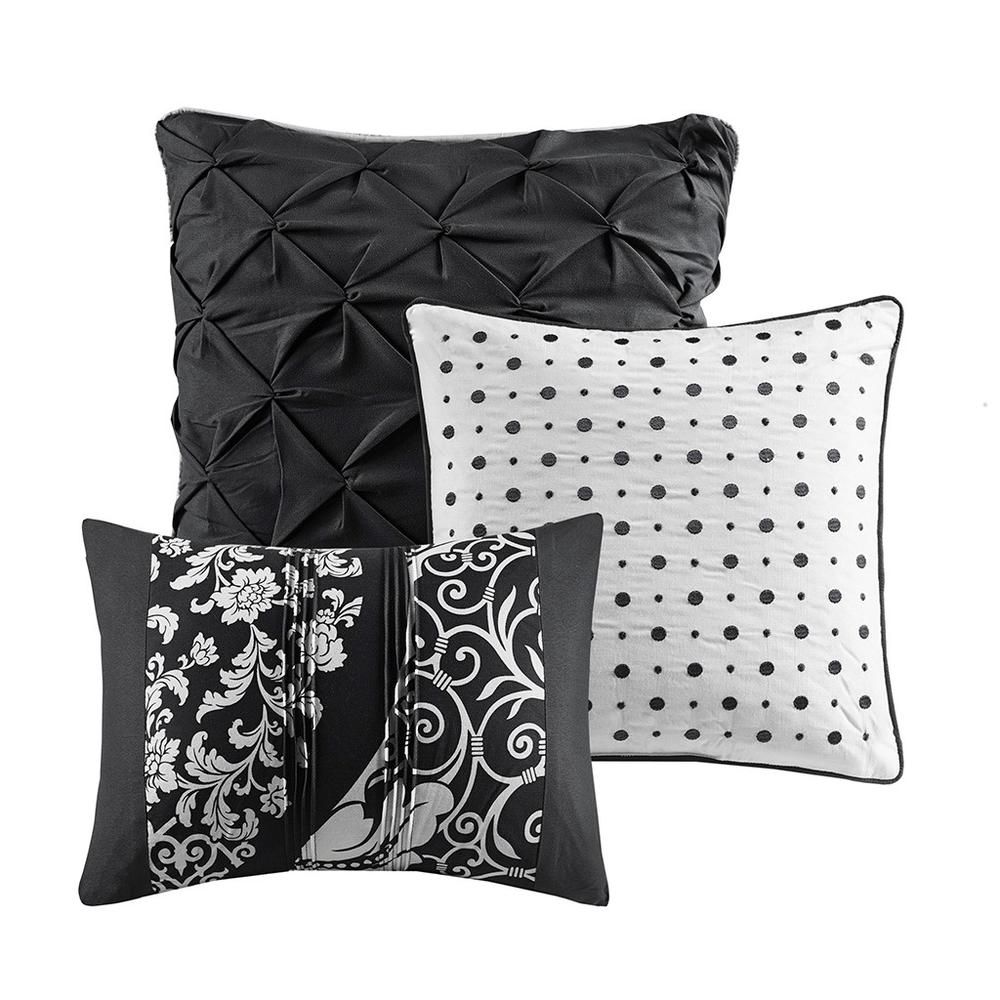 6 Piece Printed Duvet Cover Set King/Cal King Black