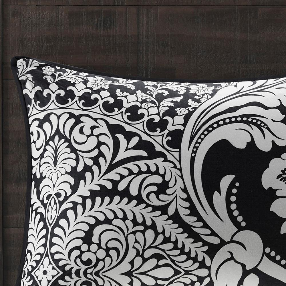 6 Piece Printed Duvet Cover Set King/Cal King Black