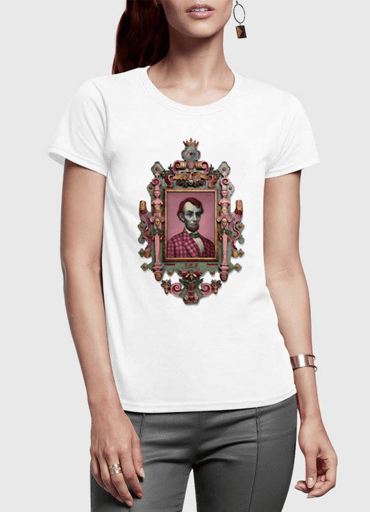 Abraham Lincoln Portrait Half Sleeves Women T-shirt