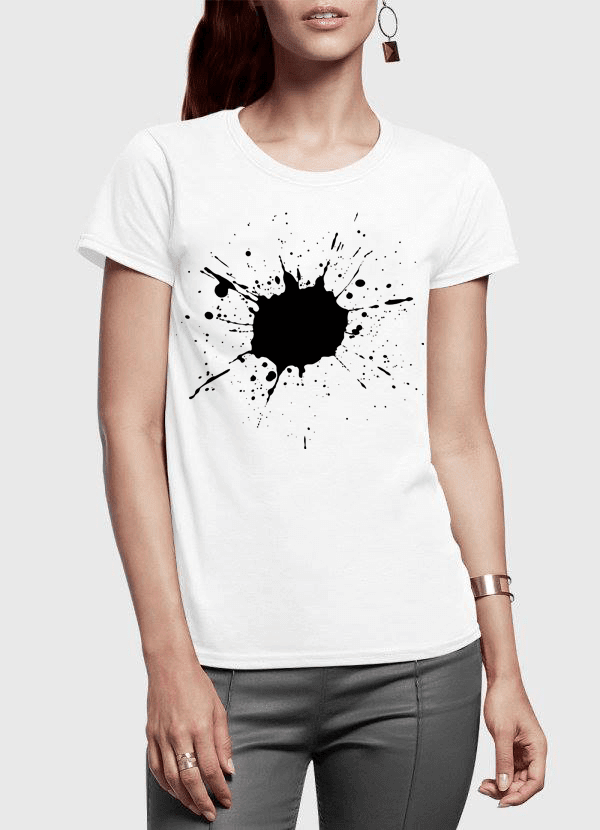 Splatter Half Sleeves Women T-shirt