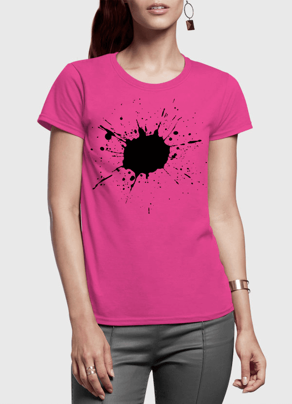 Splatter Half Sleeves Women T-shirt