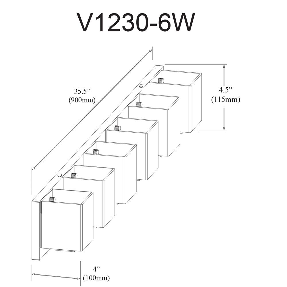 6 Light Halogen Vanity, Aged Brass with White Glass     (V1230-6W-AGB)