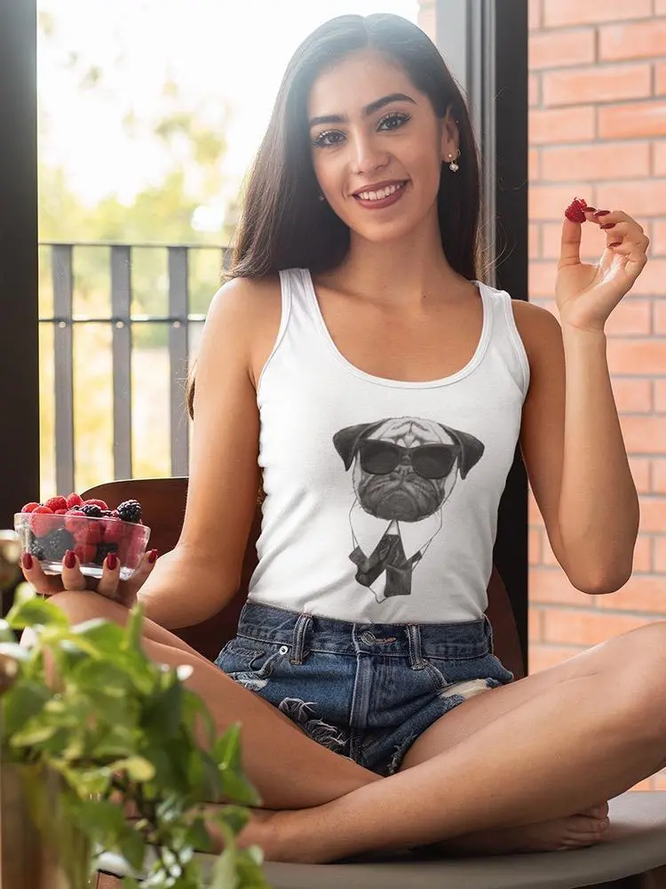 A Pug With Sunglasses Tank Women's -Image by Shutterstock