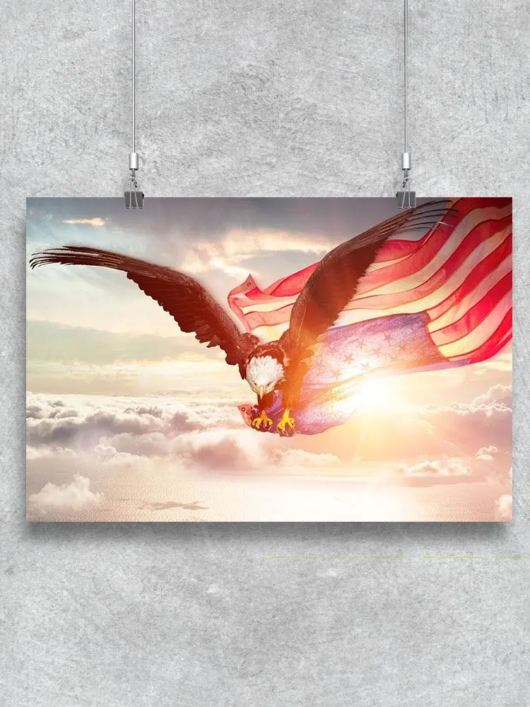 Eagle Holding Flag Flying Poster -Image by Shutterstock