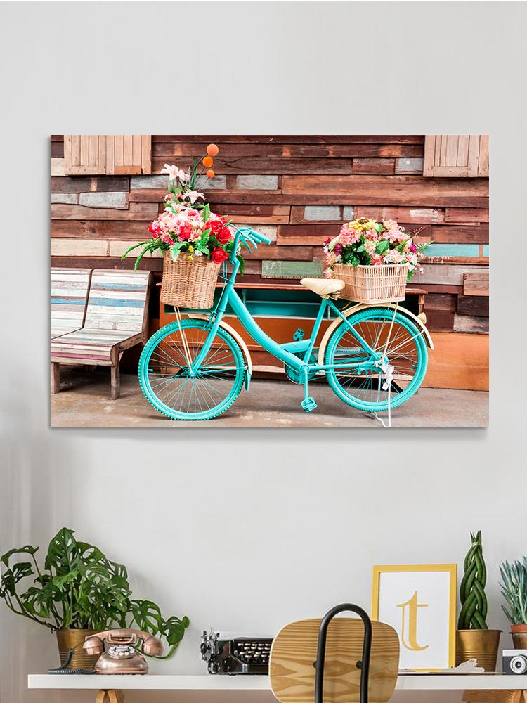 Bicycle With Flower Baskets Wrapped Canvas -Image by Shutterstock