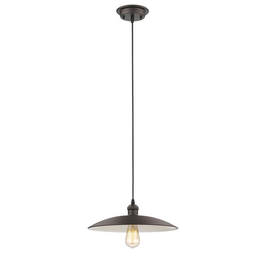 IRONCLAD Industrial-style 1 Light Rubbed Bronze Ceiling Mini Pendant 14" Wide