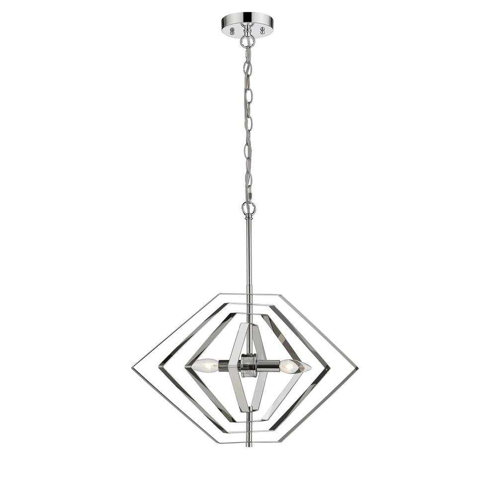 LUNA Contemporary 2 Light Chrome Ceiling Pendant 20" Wide