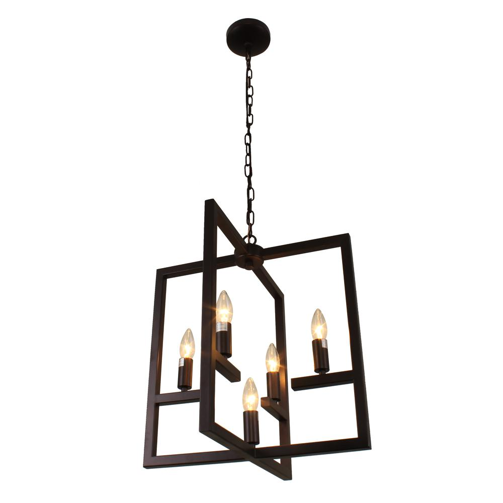 IRONCLAD Farmhouse 5 Light Oil Rubbed Bronze Ceiling Pendant 18" Wide