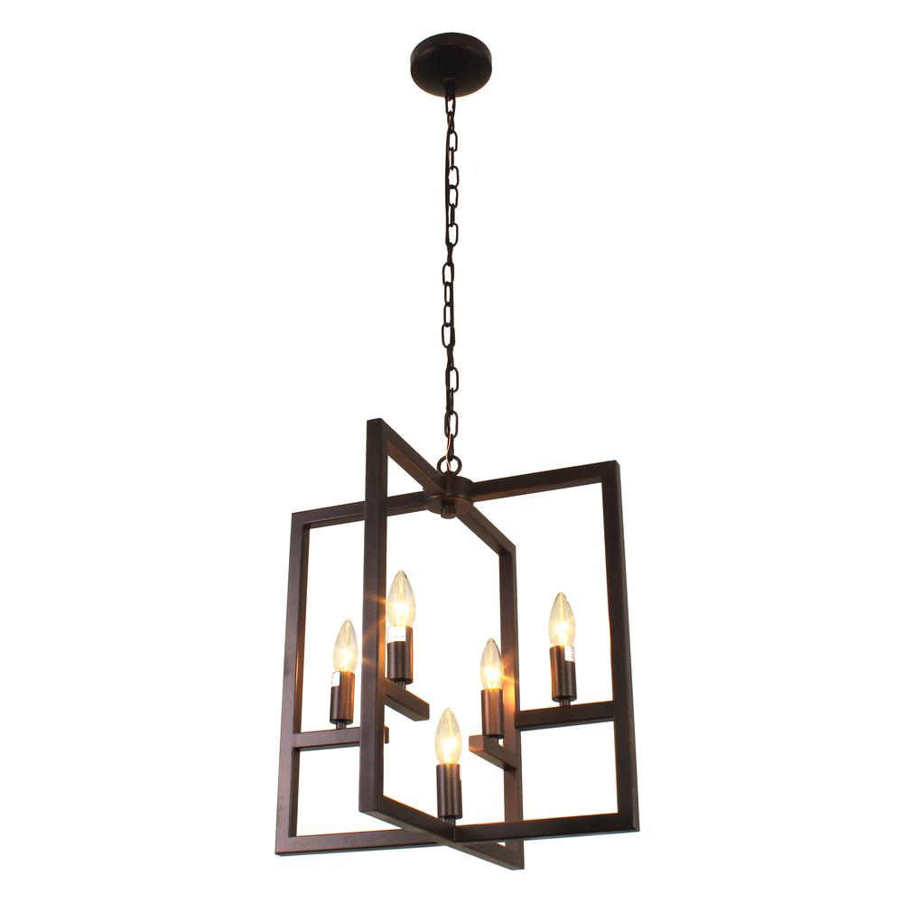 IRONCLAD Farmhouse 5 Light Oil Rubbed Bronze Ceiling Pendant 18" Wide