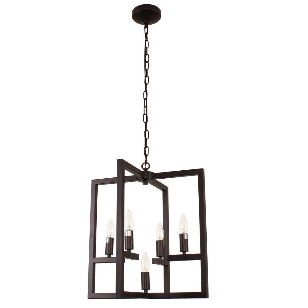 IRONCLAD Farmhouse 5 Light Oil Rubbed Bronze Ceiling Pendant 18" Wide