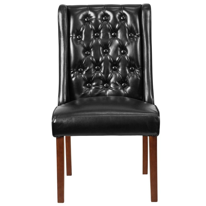 HERCULES Preston Series Black LeatherSoft Tufted Parsons Chair