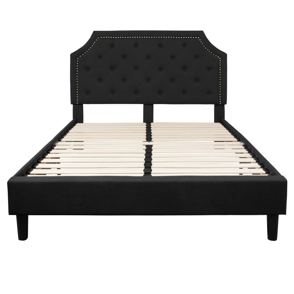 Brighton Queen Size Tufted Upholstered Platform Bed in Black Fabric