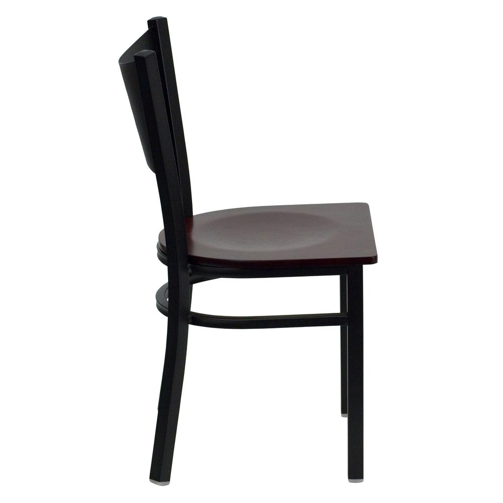 HERCULES Series Black Coffee Back Metal Restaurant Chair - Mahogany Wood Seat