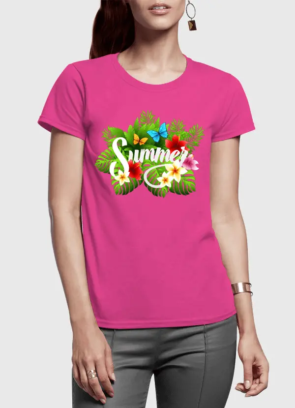 Summer Time Half Sleeves Women T-shirt