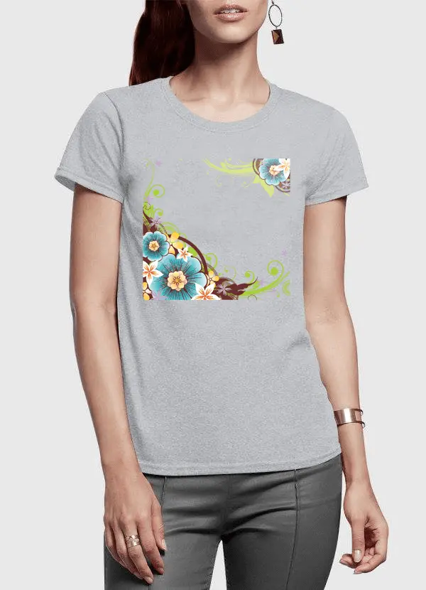 Flowers Vector Half Sleeves Women T-shirt