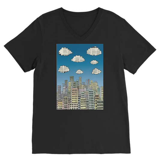 The city of paper clouds Premium V-Neck T-Shirt