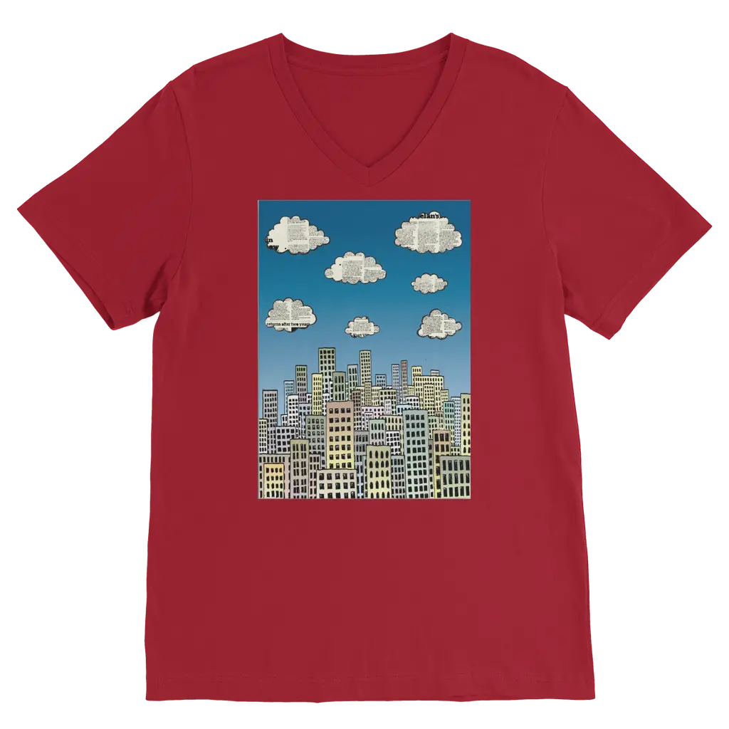 The city of paper clouds Premium V-Neck T-Shirt