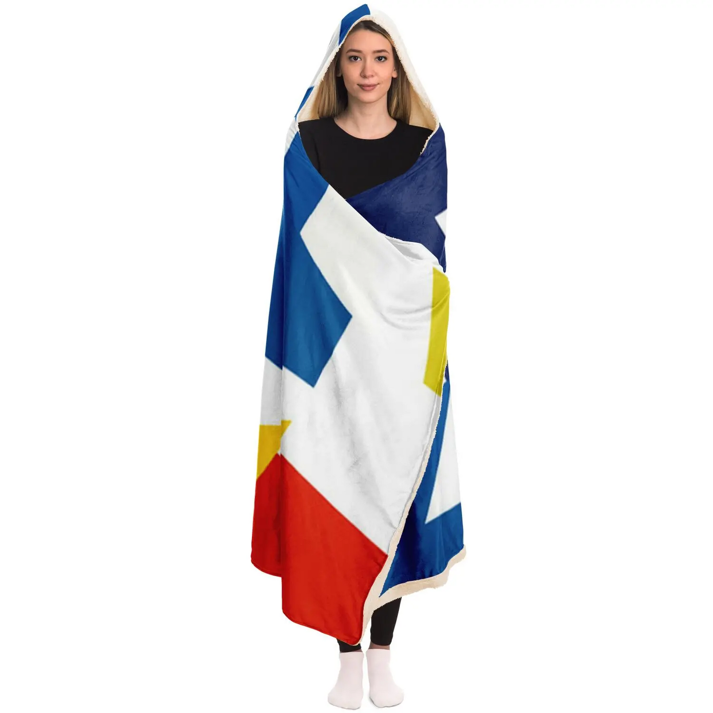 Colorful Pattern Hooded Blanket