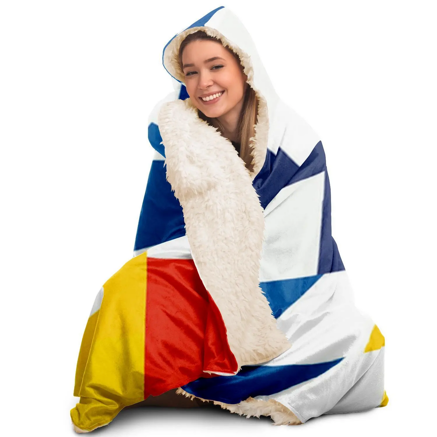 Colorful Pattern Hooded Blanket