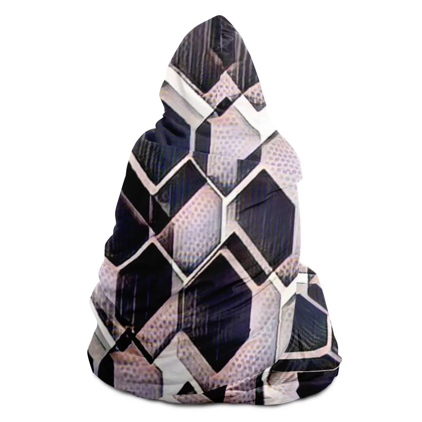 blue grey purple black and white abstract geometric pattern Hooded Blanket