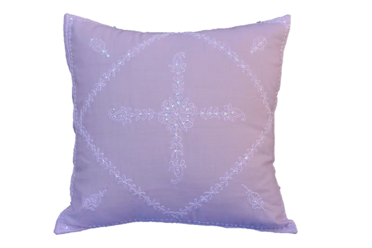 Hand Embroidered Sequins Decorative Lavender  throw Pillow