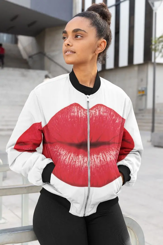 Red Lips Female Bomber Jacket