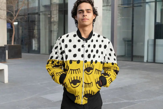 Yellow Traditional Moroccan Pattern Bomber Jacket