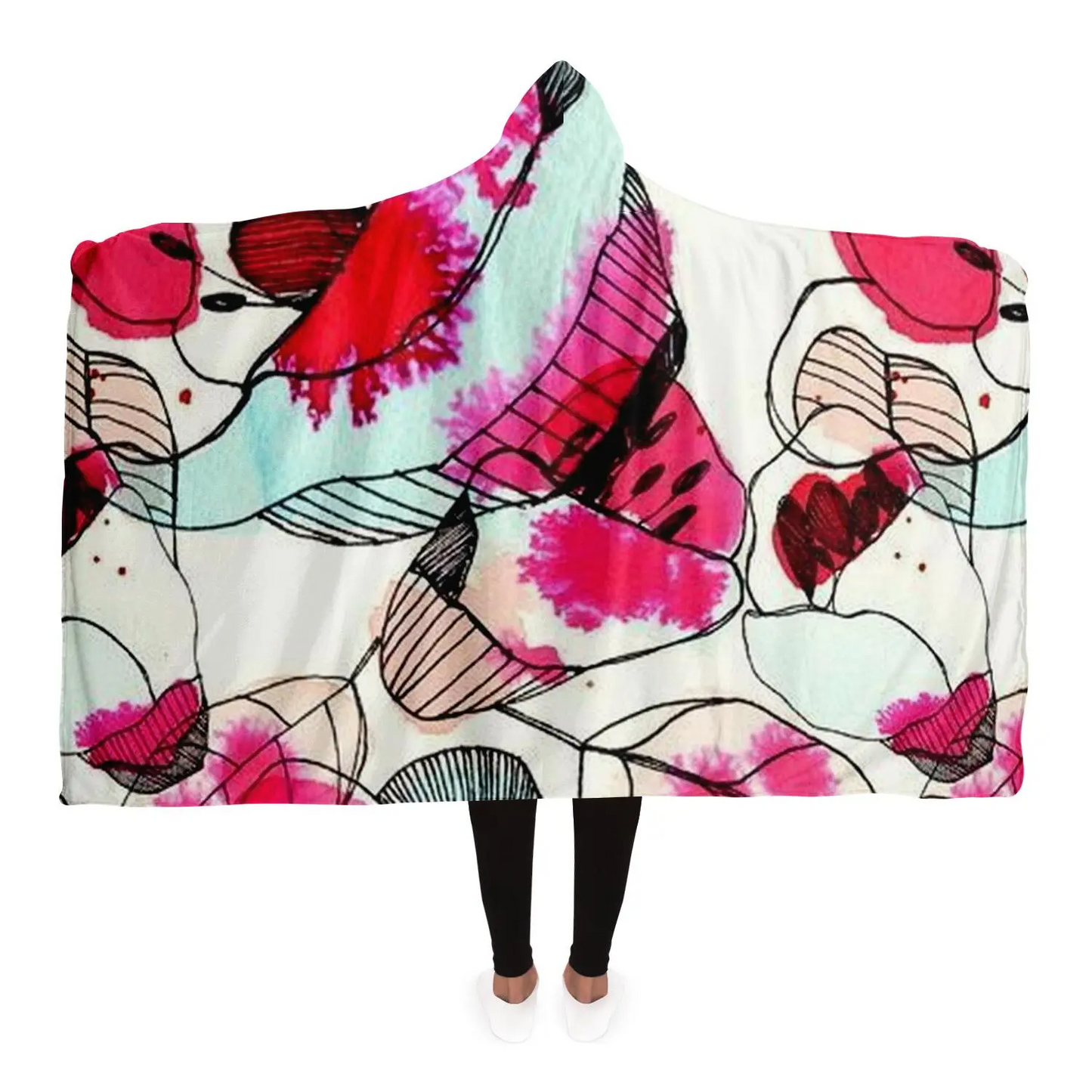 Abstract Pattren Hooded Blanket