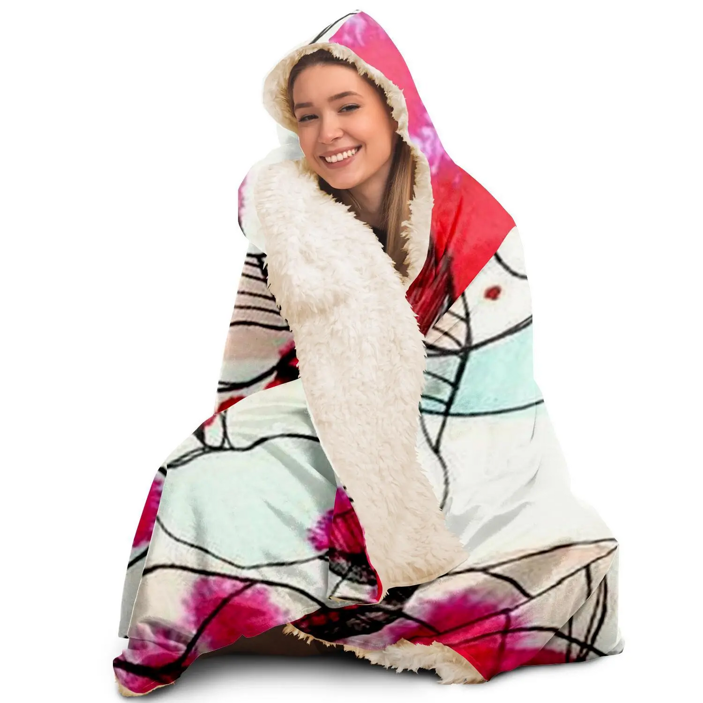 Abstract Pattren Hooded Blanket