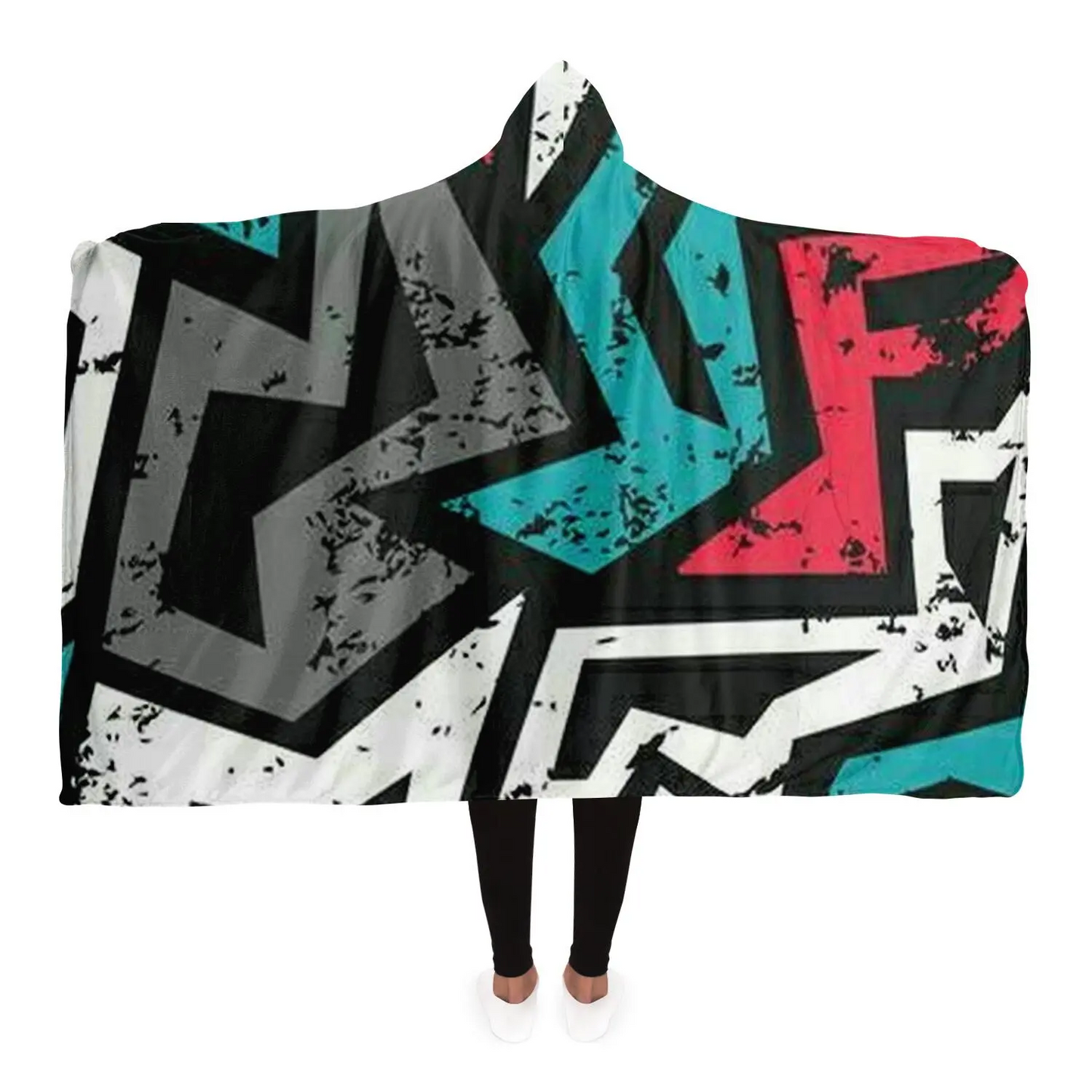 Abstract Pattren Hooded Blanket