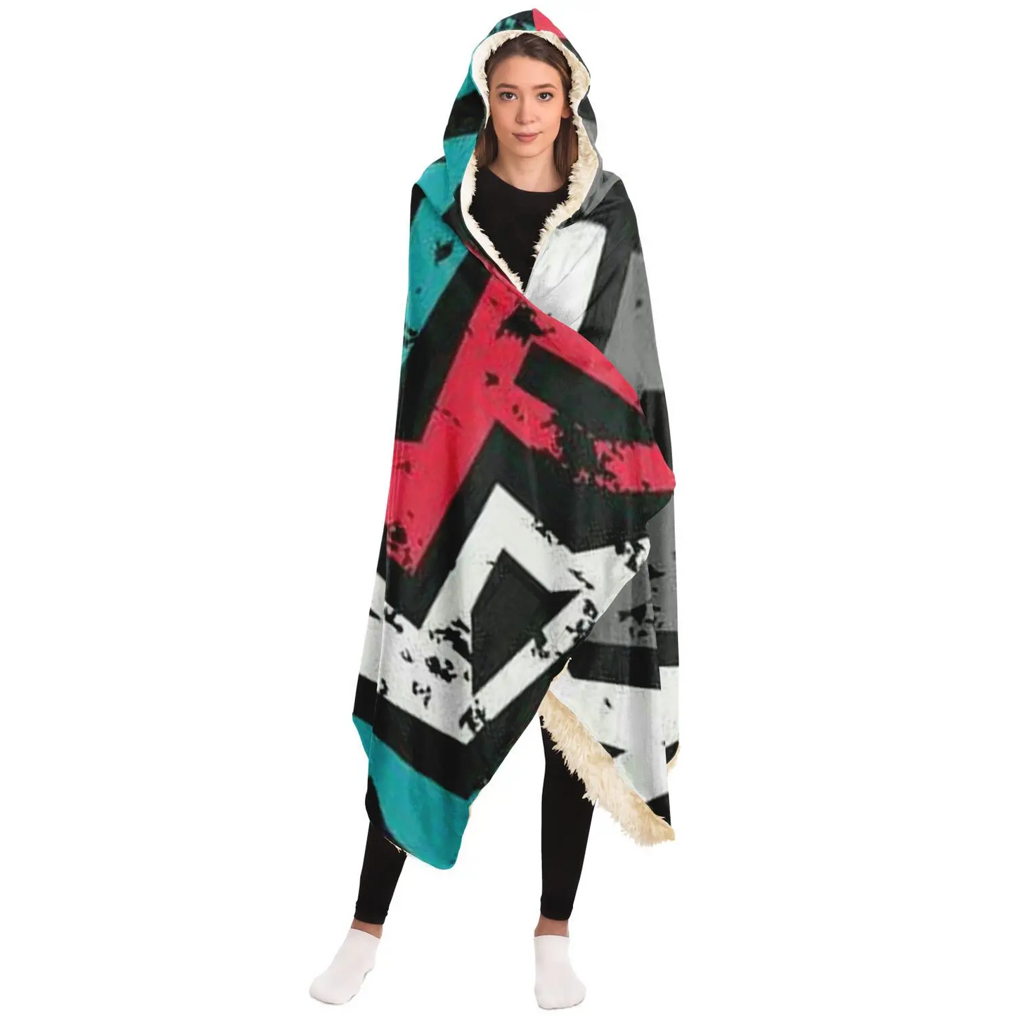 Abstract Pattren Hooded Blanket