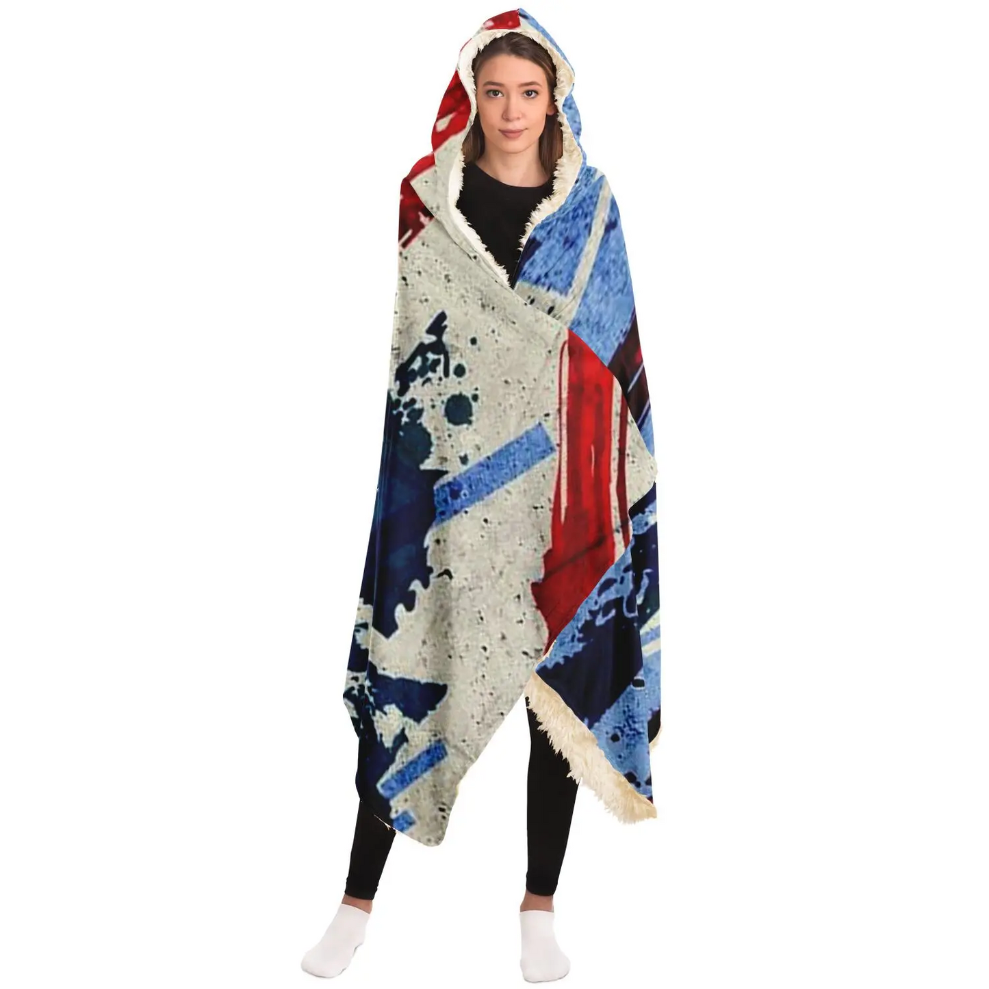 Abstract Pattren Hooded Blanket