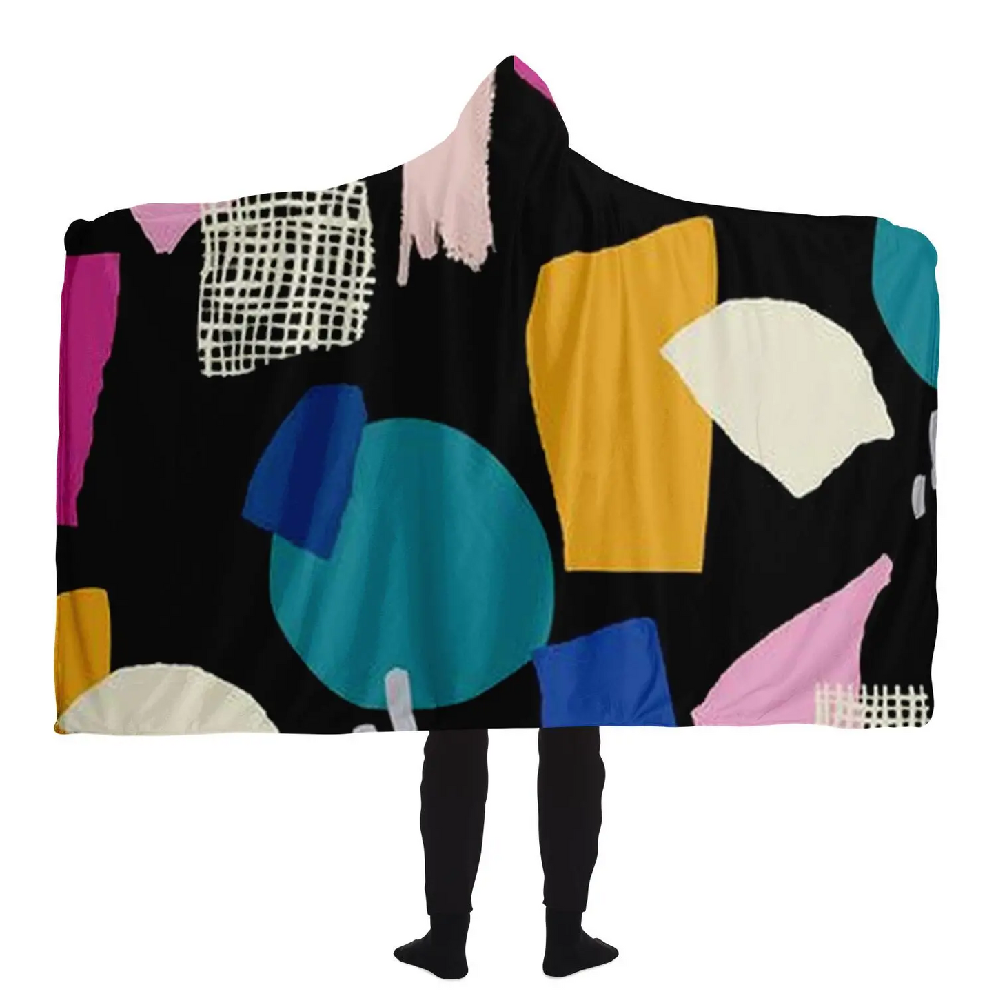 Abstract Pattren Hooded Blanket