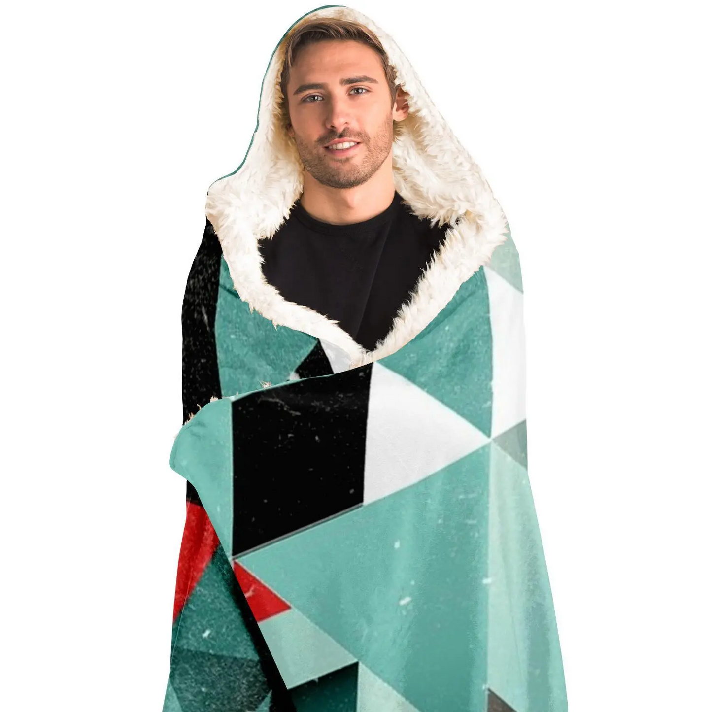 Abstract Pattren Hooded Blanket