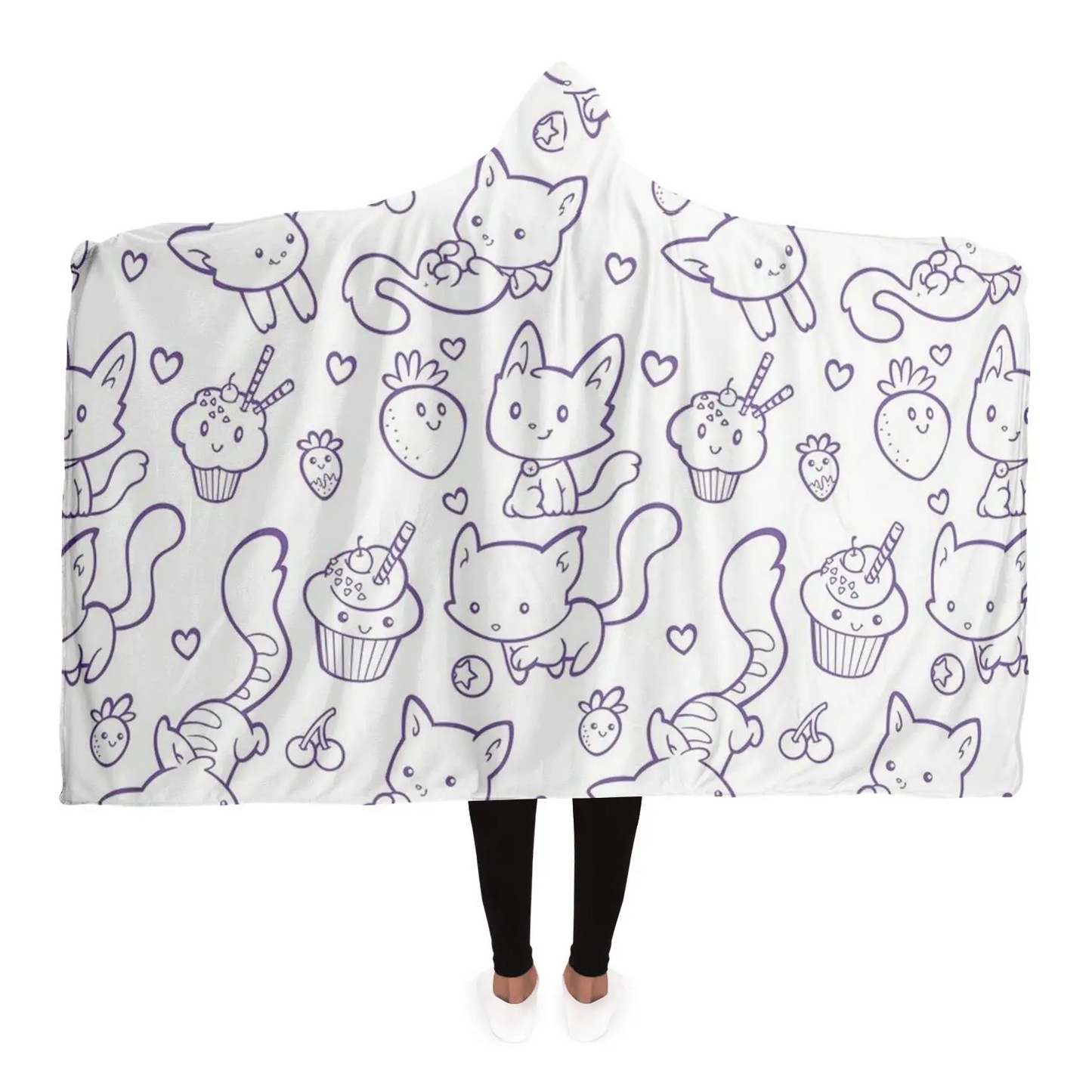 Cakes and Cats Hooded Blanket