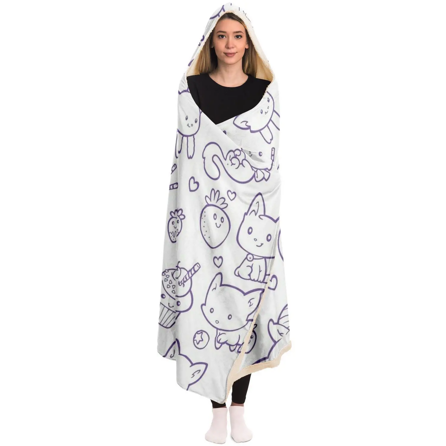 Cakes and Cats Hooded Blanket