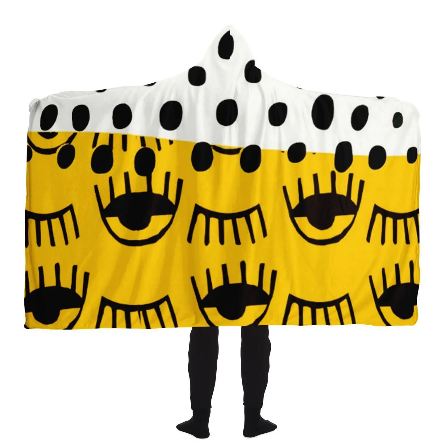 Yellow Traditional Moroccan Pattern Hooded Blanket