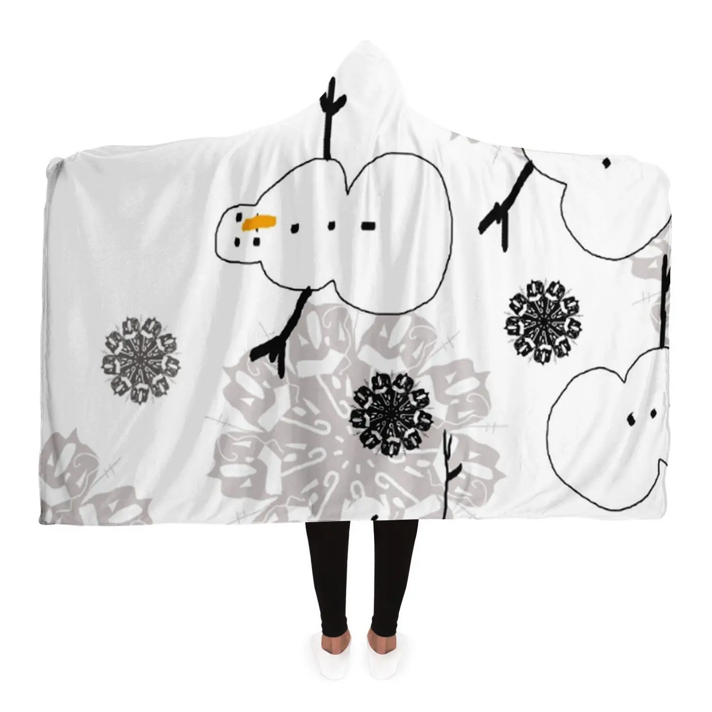 Snowman Pattern  Hooded Blanket